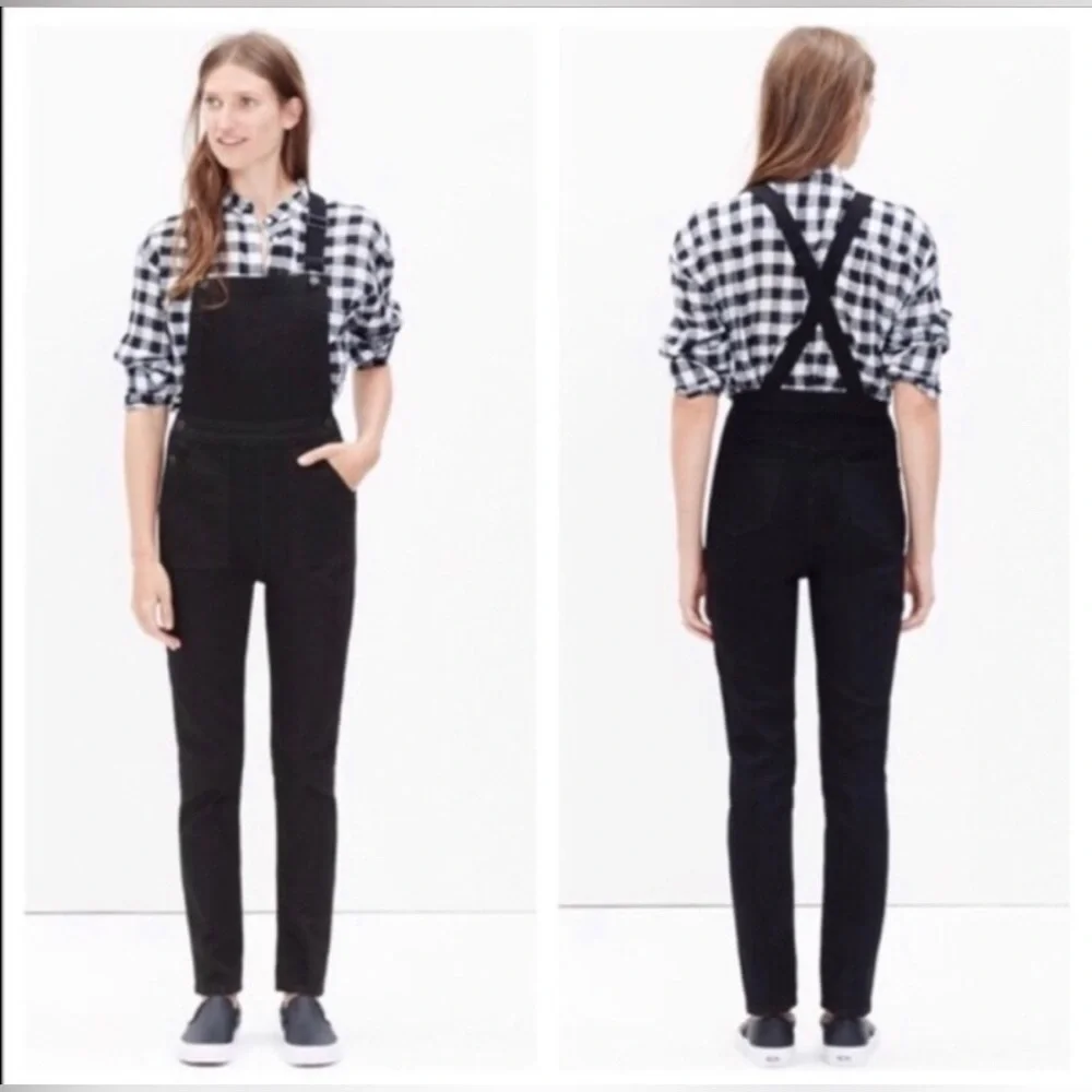 Madewell Women’s Denim Overall Jumpsuit Black Size Medium - Picture 2 of 15
